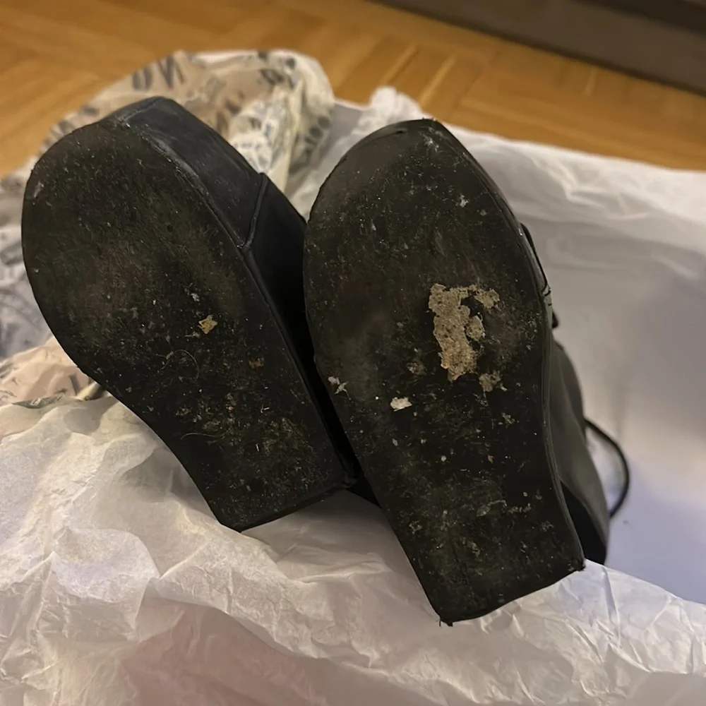 Jeffrey Campbell Nightlita black leather distressed platform booties, sz 6 - Picture 6 of 9